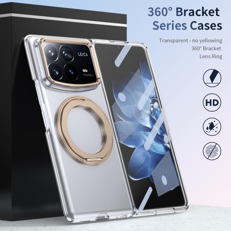 For Xiaomi Mix Fold 4 Integrated Ice-feel High-transparency 360-Degree Rotating Stand MagSafe Folding Phone Case