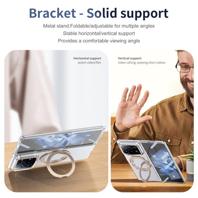 For Xiaomi Mix Fold 4 Integrated Ice-feel High-transparency 360-Degree Rotating Stand MagSafe Folding Phone Case