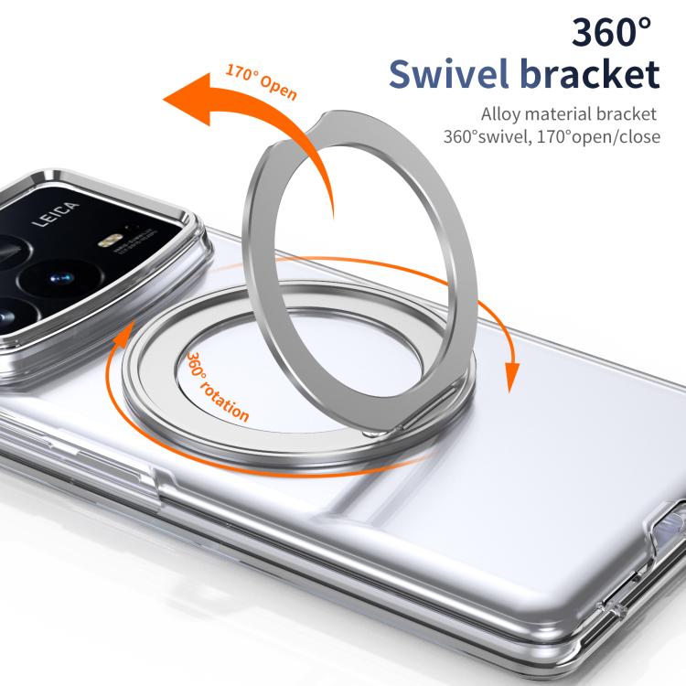 For Xiaomi Mix Fold 4 Integrated Ice-feel High-transparency 360-Degree Rotating Stand MagSafe Folding Phone Case