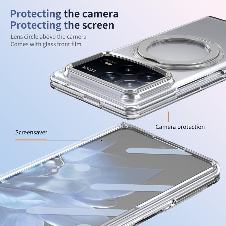 For Xiaomi Mix Fold 4 Integrated Ice-feel High-transparency 360-Degree Rotating Stand MagSafe Folding Phone Case