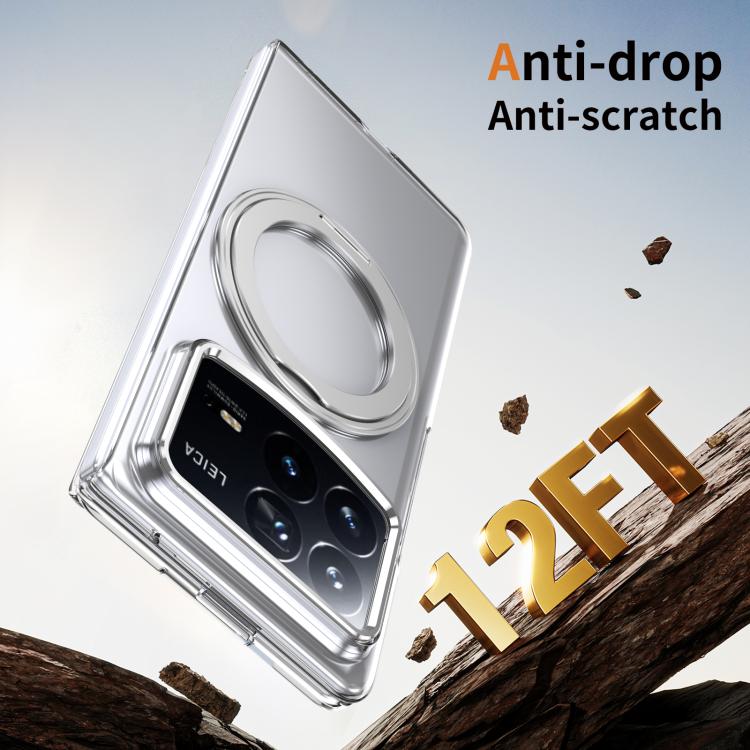 For Xiaomi Mix Fold 4 Integrated Ice-feel High-transparency 360-Degree Rotating Stand MagSafe Folding Phone Case