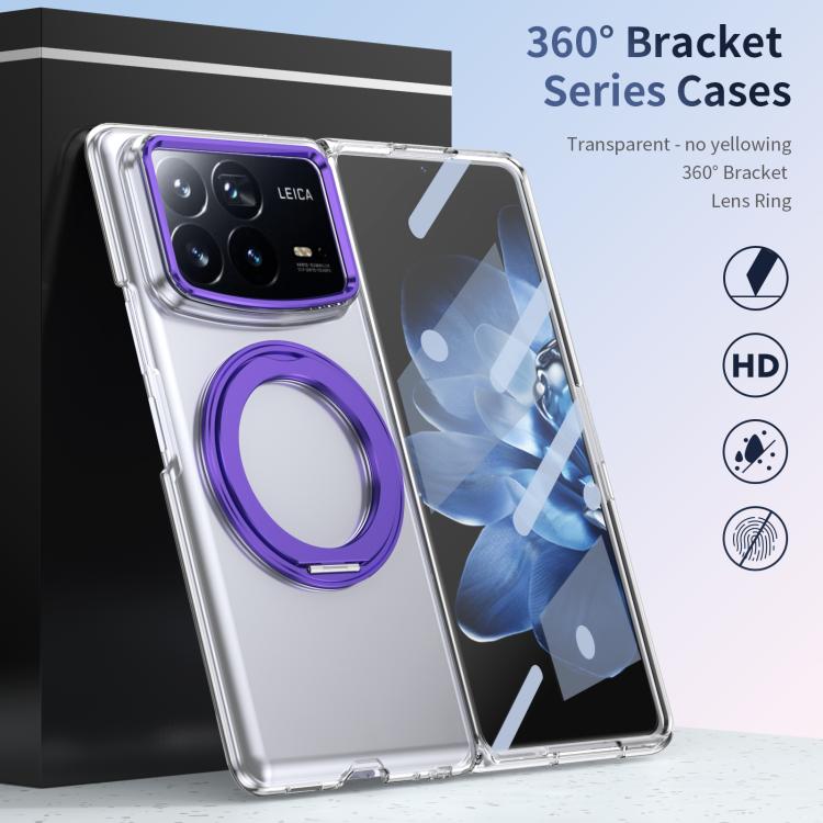 For Xiaomi Mix Fold 4 Integrated Ice-feel High-transparency 360-Degree Rotating Stand MagSafe Folding Phone Case