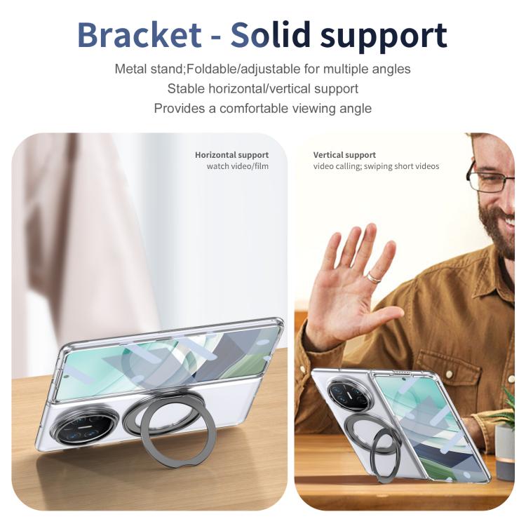 For Huawei Mate X5 Integrated Ice-feel High-transparency 360-Degree Rotating Stand MagSafe Folding Phone Case