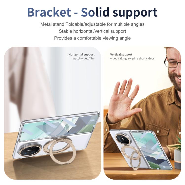 For Huawei Mate X5 Integrated Ice-feel High-transparency 360-Degree Rotating Stand MagSafe Folding Phone Case