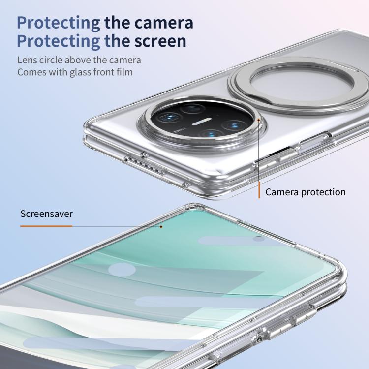 For Huawei Mate X5 Integrated Ice-feel High-transparency 360-Degree Rotating Stand MagSafe Folding Phone Case
