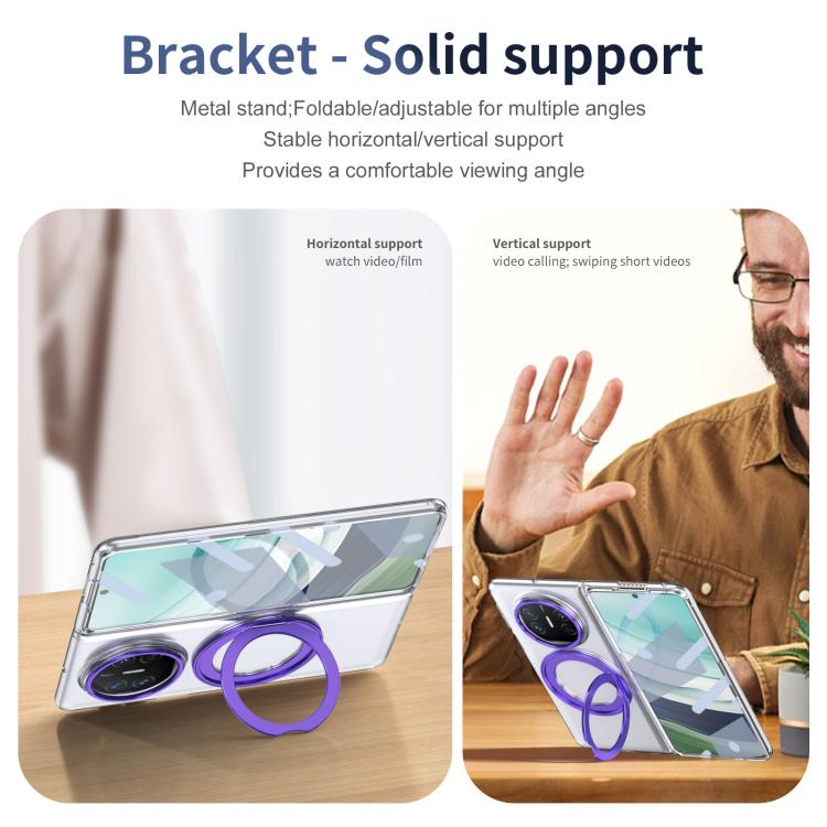 For Huawei Mate X5 Integrated Ice-feel High-transparency 360-Degree Rotating Stand MagSafe Folding Phone Case