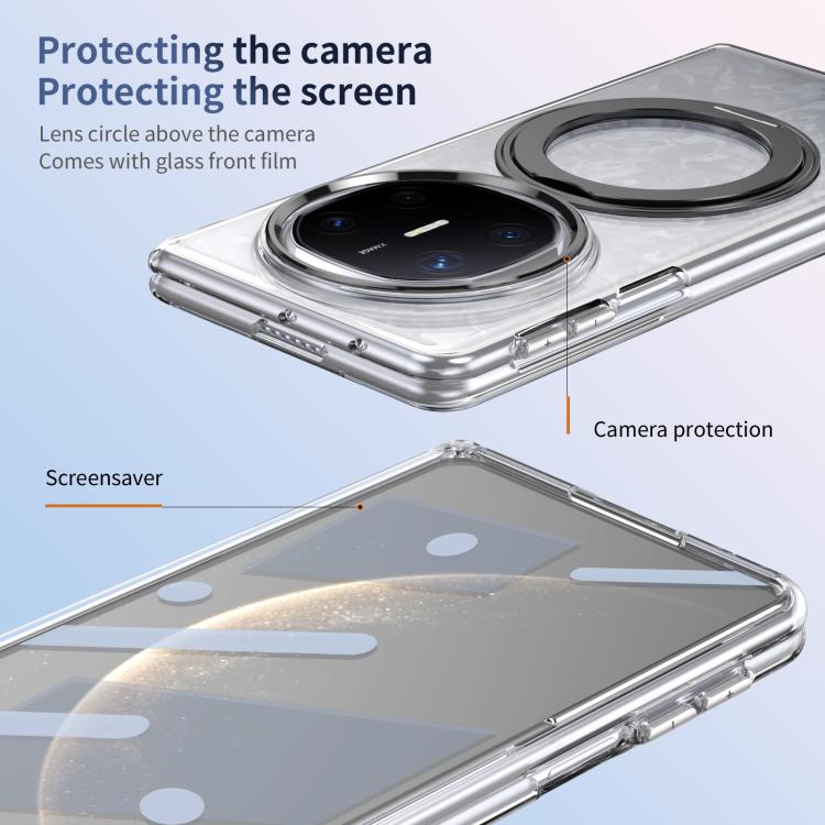 For Huawei Mate X6 Integrated Ice-feel High-transparency 360-Degree Rotating Stand MagSafe Folding Phone Case