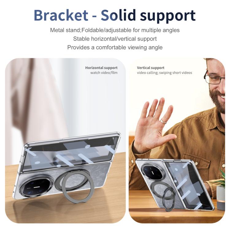For Huawei Mate X6 Integrated Ice-feel High-transparency 360-Degree Rotating Stand MagSafe Folding Phone Case