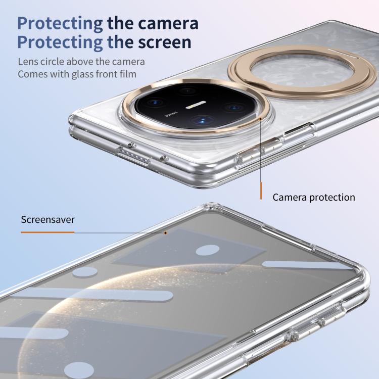For Huawei Mate X6 Integrated Ice-feel High-transparency 360-Degree Rotating Stand MagSafe Folding Phone Case