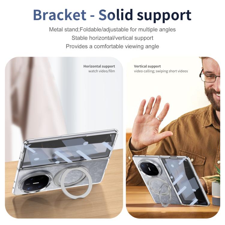 For Huawei Mate X6 Integrated Ice-feel High-transparency 360-Degree Rotating Stand MagSafe Folding Phone Case