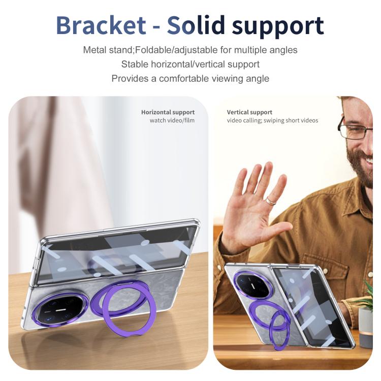 For Huawei Mate X6 Integrated Ice-feel High-transparency 360-Degree Rotating Stand MagSafe Folding Phone Case