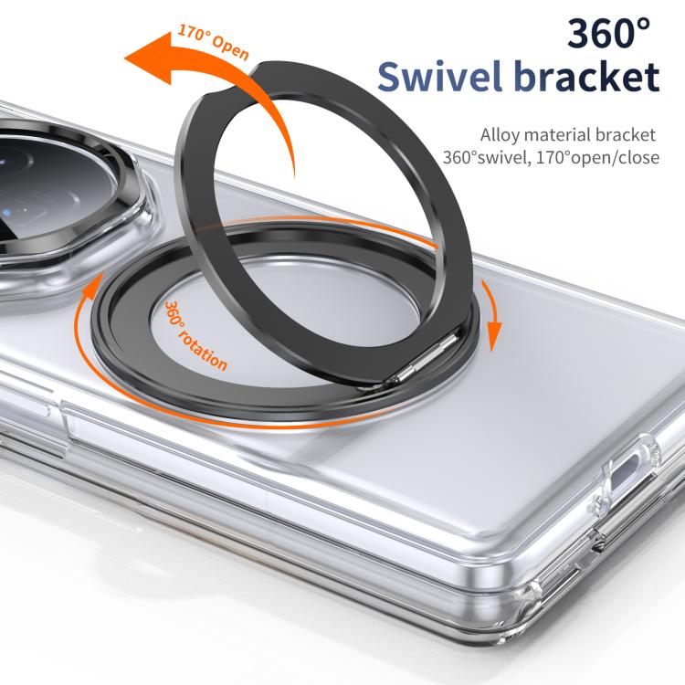For Honor Magic V3 Integrated Ice-feel High-transparency 360-Degree Rotating Stand MagSafe Folding Phone Case