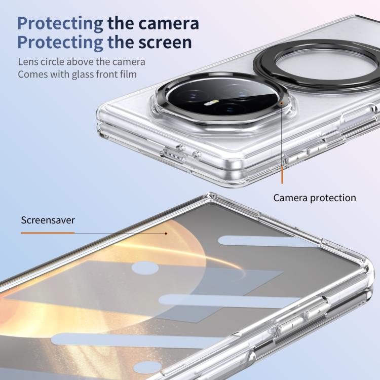 For Honor Magic V3 Integrated Ice-feel High-transparency 360-Degree Rotating Stand MagSafe Folding Phone Case