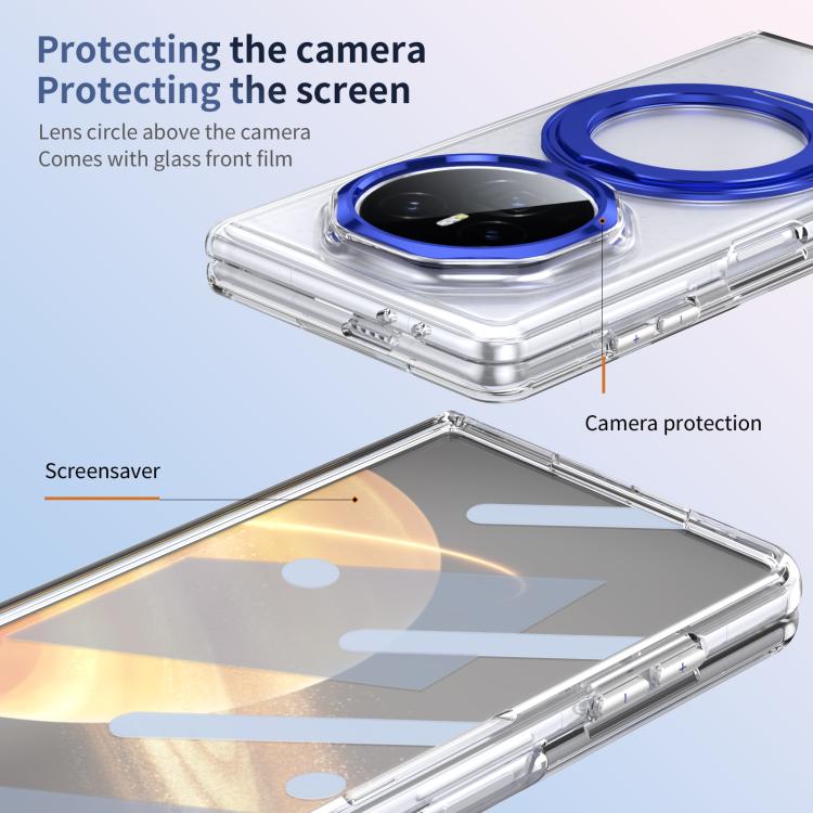 For Honor Magic V3 Integrated Ice-feel High-transparency 360-Degree Rotating Stand MagSafe Folding Phone Case