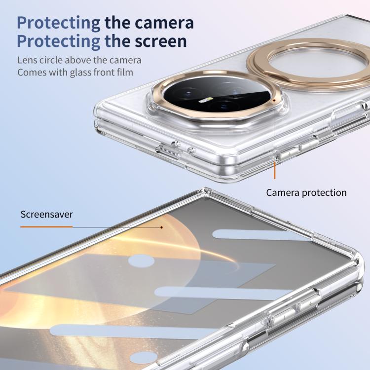 For Honor Magic V3 Integrated Ice-feel High-transparency 360-Degree Rotating Stand MagSafe Folding Phone Case