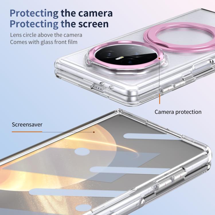 For Honor Magic V3 Integrated Ice-feel High-transparency 360-Degree Rotating Stand MagSafe Folding Phone Case