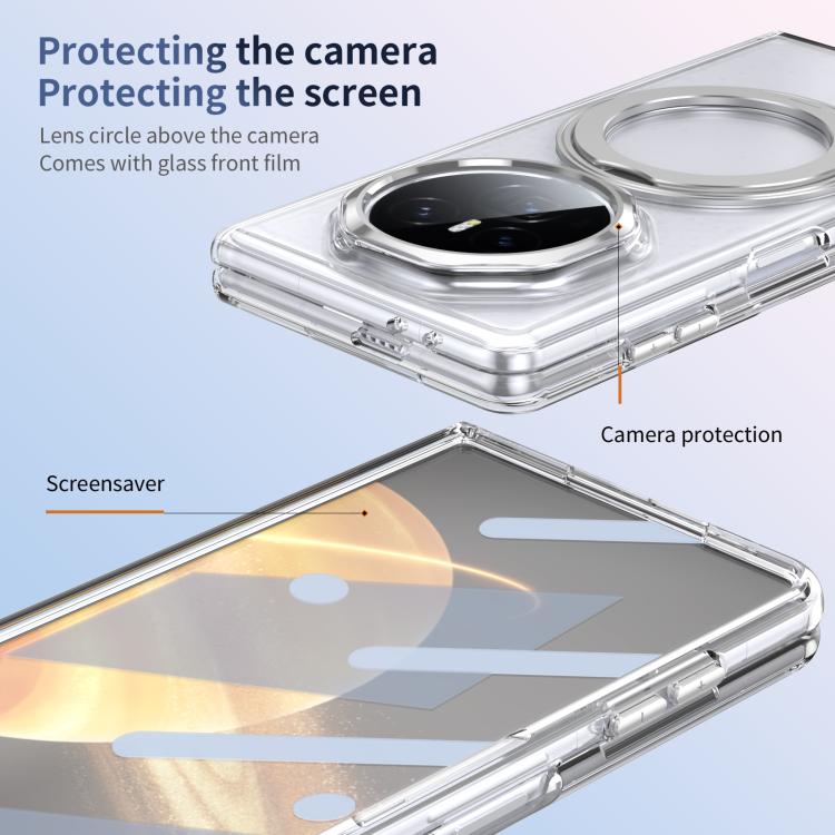 For Honor Magic V3 Integrated Ice-feel High-transparency 360-Degree Rotating Stand MagSafe Folding Phone Case