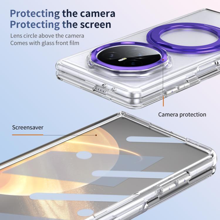 For Honor Magic V3 Integrated Ice-feel High-transparency 360-Degree Rotating Stand MagSafe Folding Phone Case