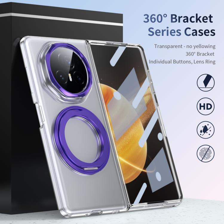 For Honor Magic V3 Integrated Ice-feel High-transparency 360-Degree Rotating Stand MagSafe Folding Phone Case