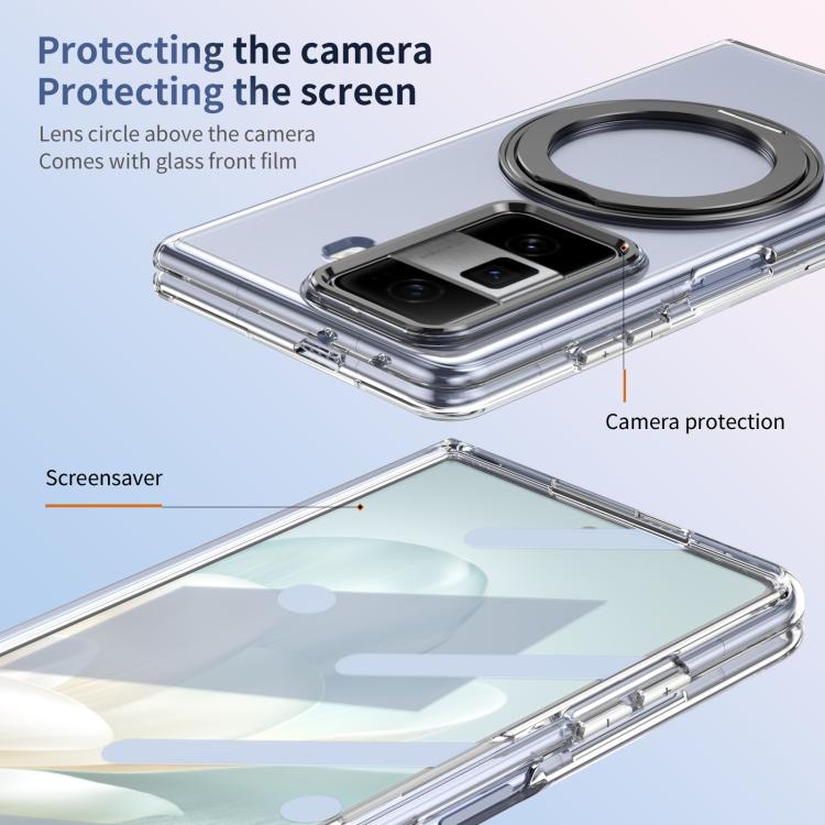 For Honor Magic Vs3 Integrated Ice-feel High-transparency 360-Degree Rotating Stand MagSafe Folding Phone Case