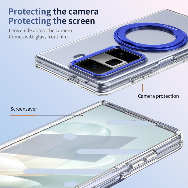 For Honor Magic Vs3 Integrated Ice-feel High-transparency 360-Degree Rotating Stand MagSafe Folding Phone Case