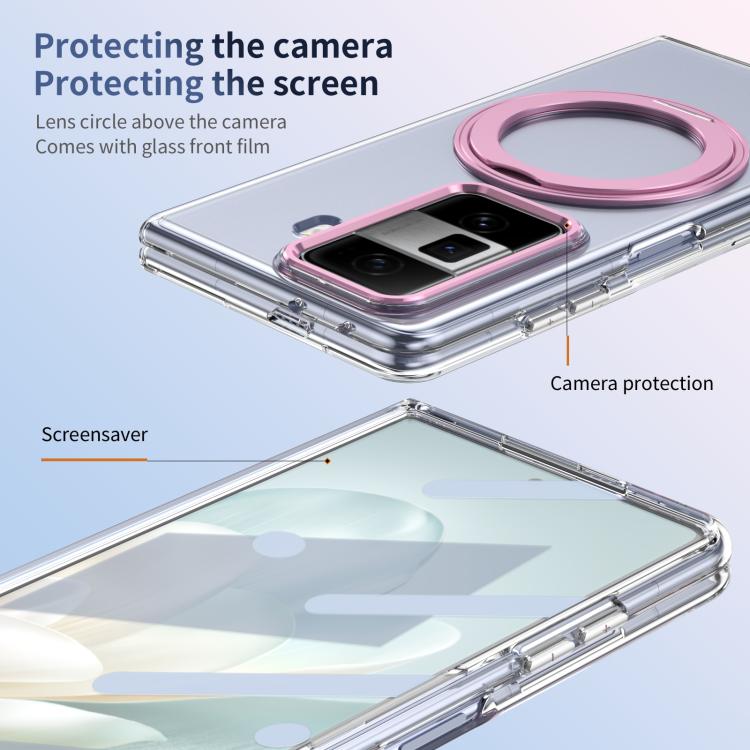 For Honor Magic Vs3 Integrated Ice-feel High-transparency 360-Degree Rotating Stand MagSafe Folding Phone Case