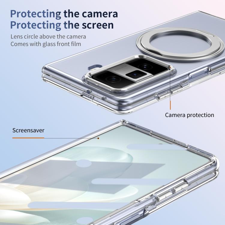 For Honor Magic Vs3 Integrated Ice-feel High-transparency 360-Degree Rotating Stand MagSafe Folding Phone Case