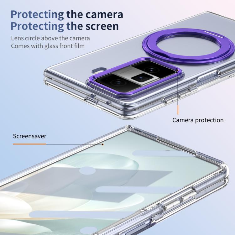 For Honor Magic Vs3 Integrated Ice-feel High-transparency 360-Degree Rotating Stand MagSafe Folding Phone Case