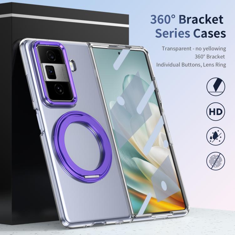 For Honor Magic Vs3 Integrated Ice-feel High-transparency 360-Degree Rotating Stand MagSafe Folding Phone Case