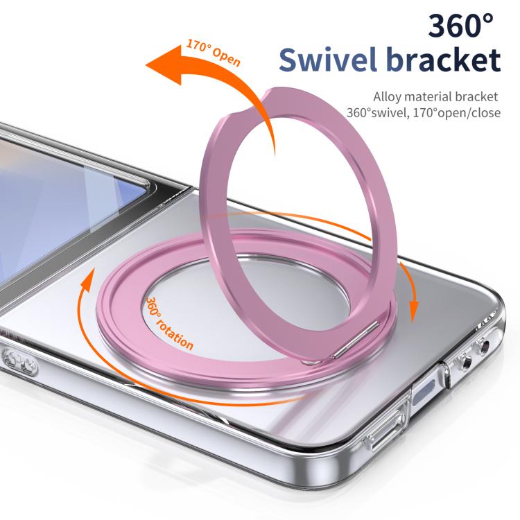 For Samsung Galaxy Z Flip7 FE / Flip6 Integrated Ice-feel High-transparency 360-Degree Rotating Stand MagSafe Folding Phone Case