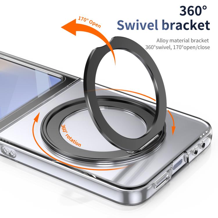 For Samsung Galaxy Z Flip5 5G Integrated Ice-feel High-transparency 360-Degree Rotating Stand MagSafe Folding Phone Case