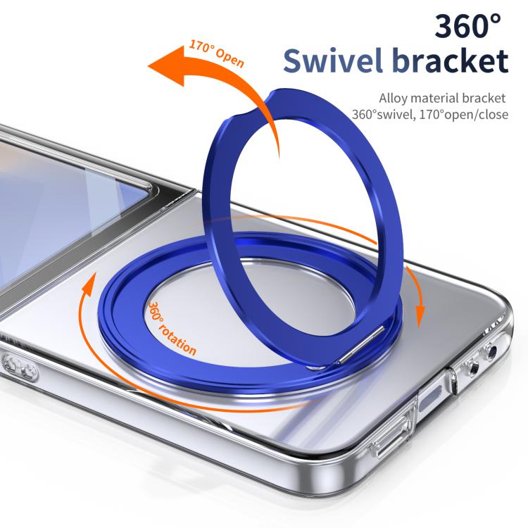 For Samsung Galaxy Z Flip5 5G Integrated Ice-feel High-transparency 360-Degree Rotating Stand MagSafe Folding Phone Case