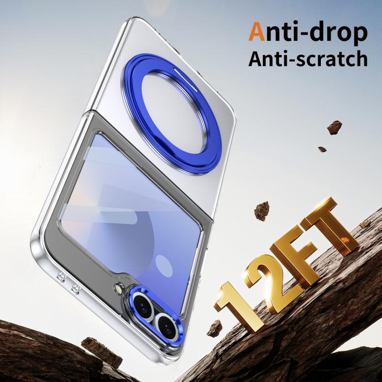 For Samsung Galaxy Z Flip5 5G Integrated Ice-feel High-transparency 360-Degree Rotating Stand MagSafe Folding Phone Case