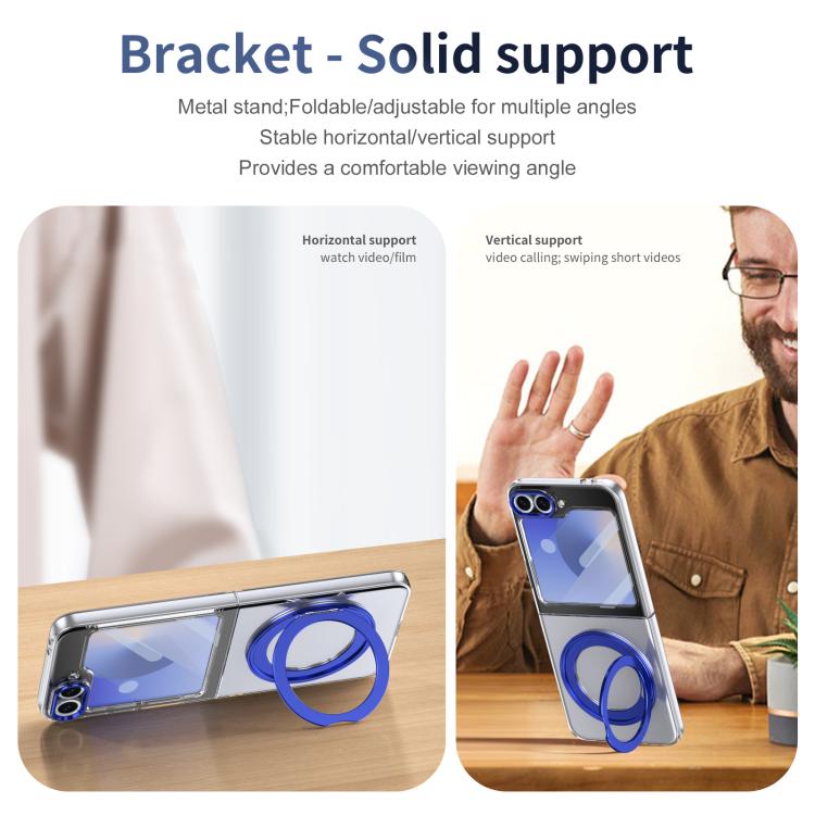 For Samsung Galaxy Z Flip5 5G Integrated Ice-feel High-transparency 360-Degree Rotating Stand MagSafe Folding Phone Case