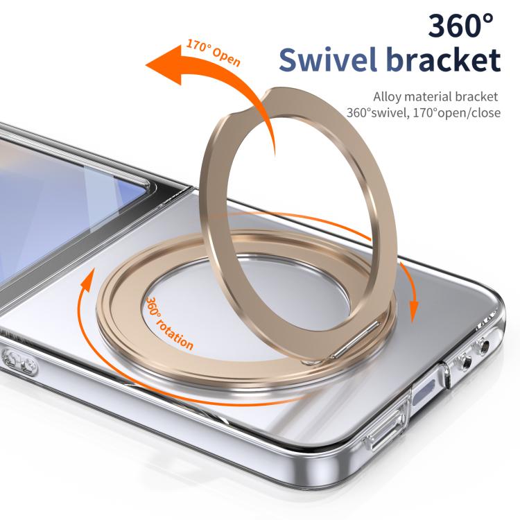 For Samsung Galaxy Z Flip5 5G Integrated Ice-feel High-transparency 360-Degree Rotating Stand MagSafe Folding Phone Case