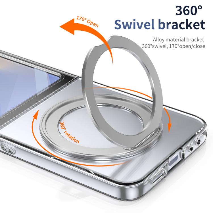 For Samsung Galaxy Z Flip5 5G Integrated Ice-feel High-transparency 360-Degree Rotating Stand MagSafe Folding Phone Case