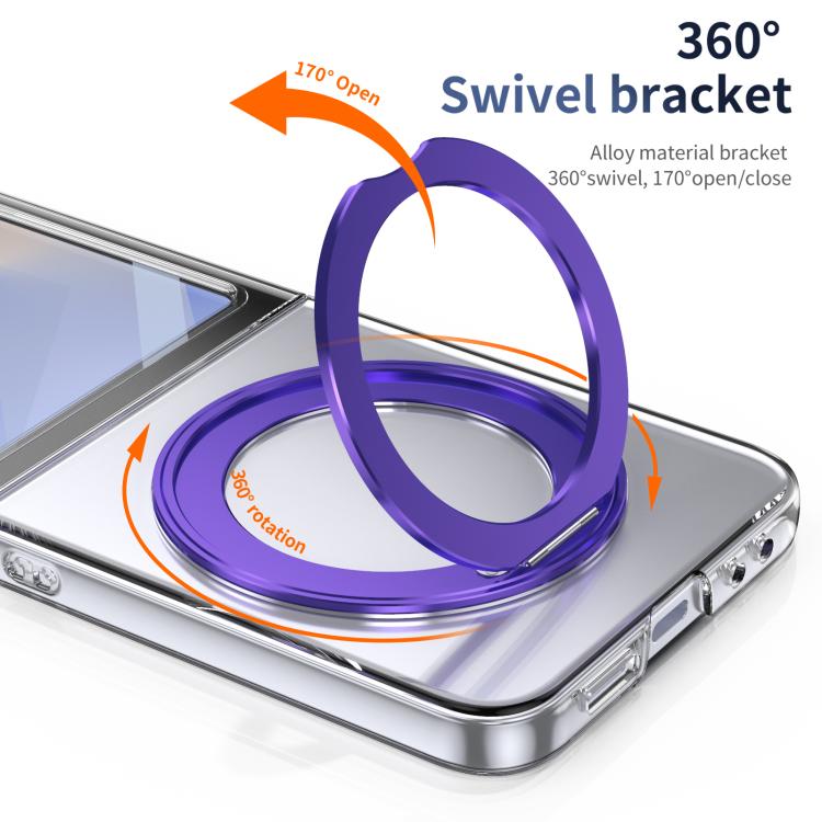 For Samsung Galaxy Z Flip5 5G Integrated Ice-feel High-transparency 360-Degree Rotating Stand MagSafe Folding Phone Case