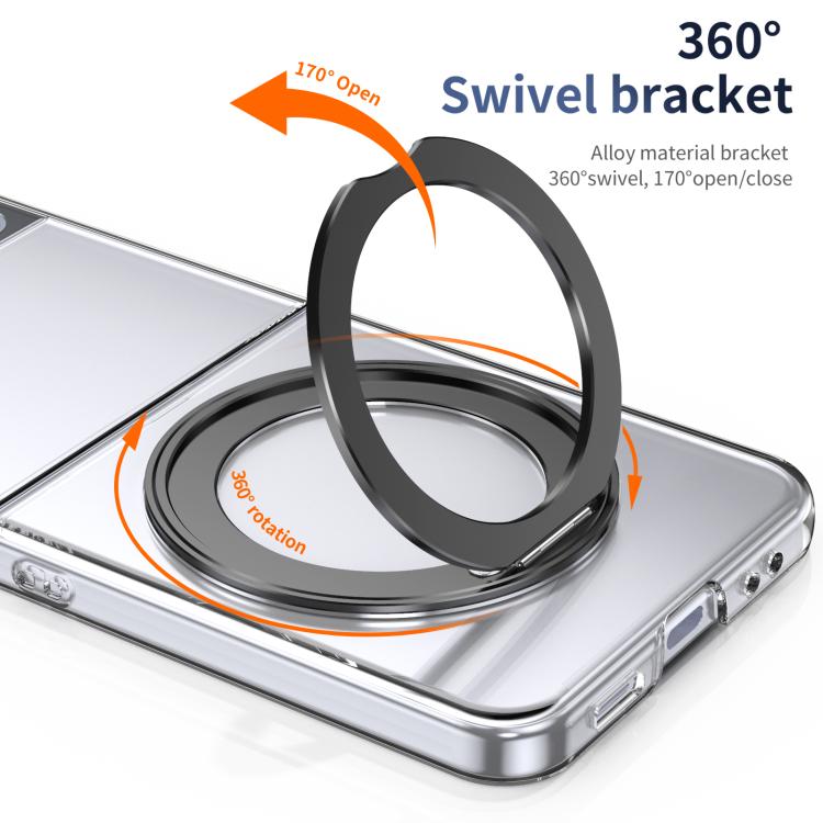 For Samsung Galaxy Z Flip3 5G Integrated Ice-feel High-transparency 360-Degree Rotating Stand MagSafe Folding Phone Case