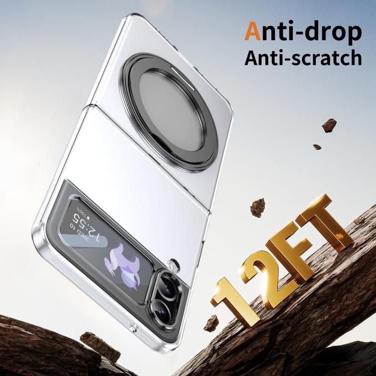 For Samsung Galaxy Z Flip3 5G Integrated Ice-feel High-transparency 360-Degree Rotating Stand MagSafe Folding Phone Case