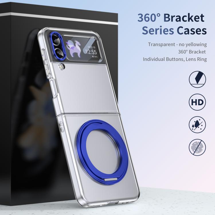 For Samsung Galaxy Z Flip3 5G Integrated Ice-feel High-transparency 360-Degree Rotating Stand MagSafe Folding Phone Case