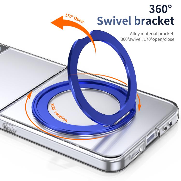 For Samsung Galaxy Z Flip3 5G Integrated Ice-feel High-transparency 360-Degree Rotating Stand MagSafe Folding Phone Case