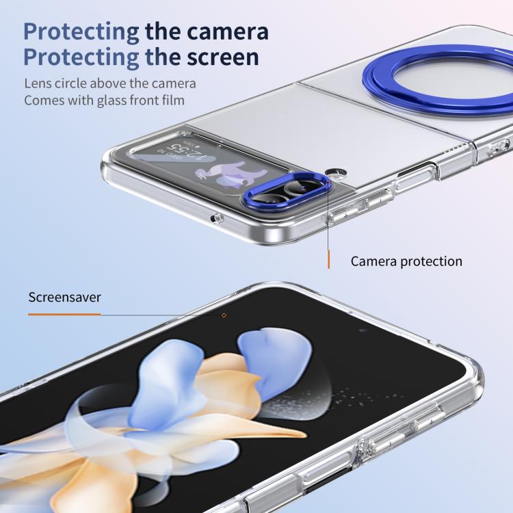 For Samsung Galaxy Z Flip3 5G Integrated Ice-feel High-transparency 360-Degree Rotating Stand MagSafe Folding Phone Case