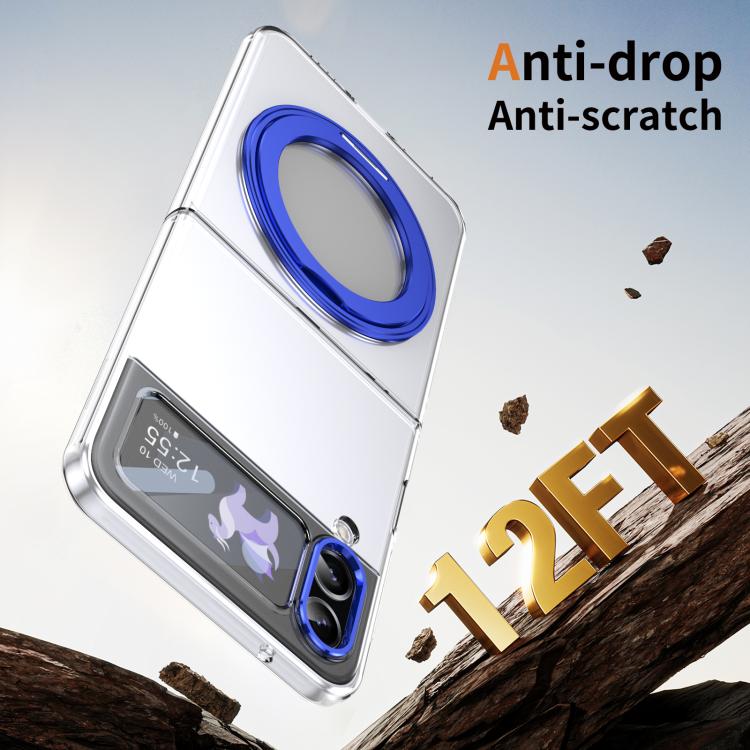 For Samsung Galaxy Z Flip3 5G Integrated Ice-feel High-transparency 360-Degree Rotating Stand MagSafe Folding Phone Case