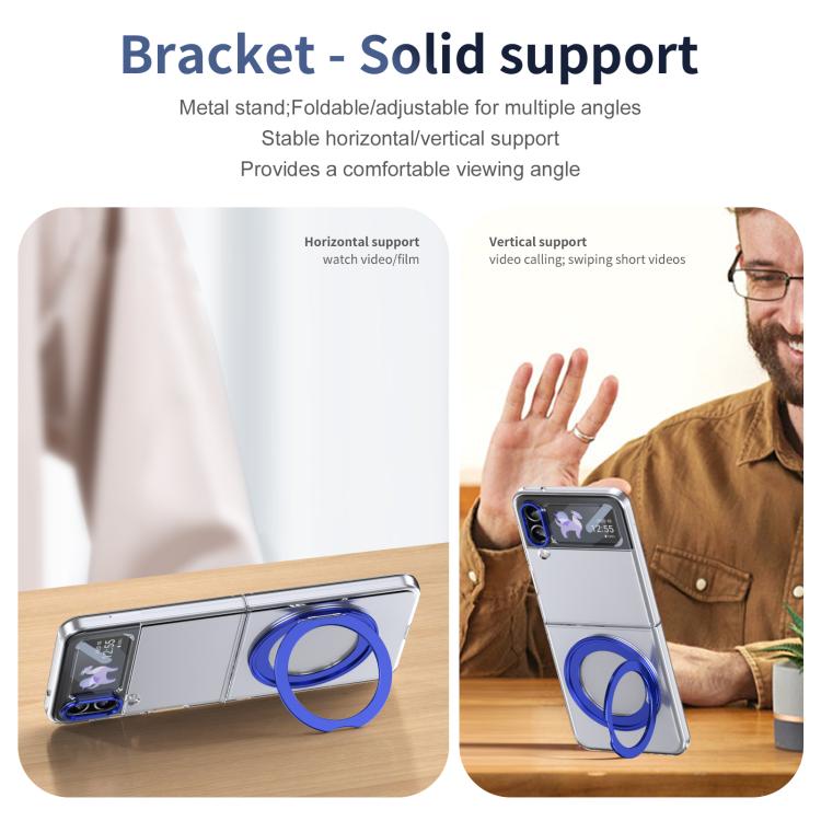 For Samsung Galaxy Z Flip3 5G Integrated Ice-feel High-transparency 360-Degree Rotating Stand MagSafe Folding Phone Case