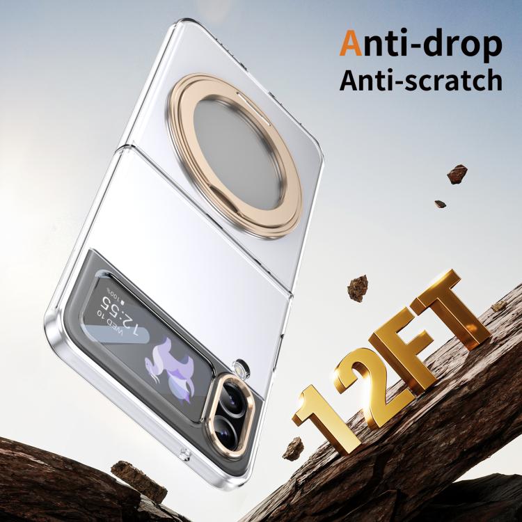 For Samsung Galaxy Z Flip3 5G Integrated Ice-feel High-transparency 360-Degree Rotating Stand MagSafe Folding Phone Case