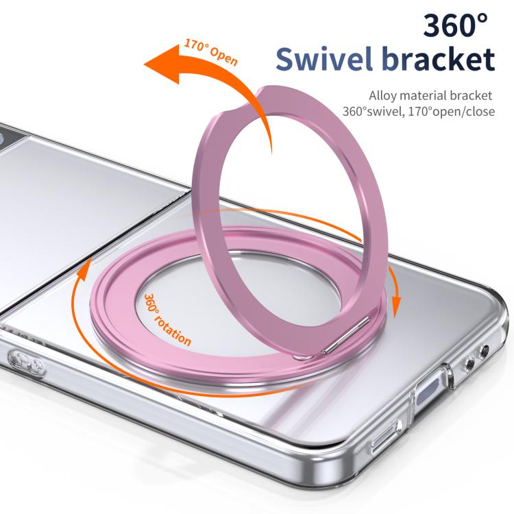 For Samsung Galaxy Z Flip3 5G Integrated Ice-feel High-transparency 360-Degree Rotating Stand MagSafe Folding Phone Case