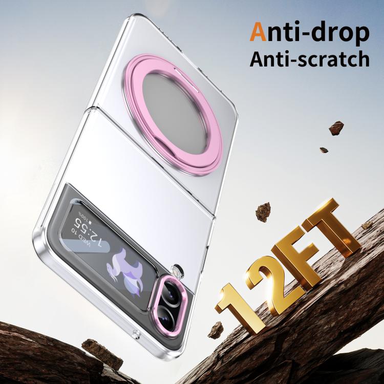 For Samsung Galaxy Z Flip3 5G Integrated Ice-feel High-transparency 360-Degree Rotating Stand MagSafe Folding Phone Case