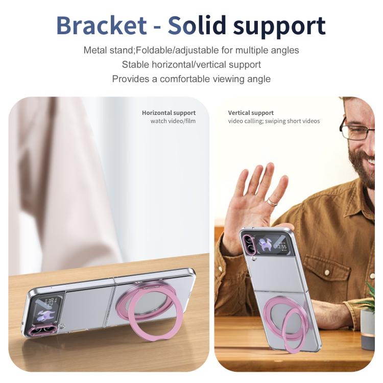 For Samsung Galaxy Z Flip3 5G Integrated Ice-feel High-transparency 360-Degree Rotating Stand MagSafe Folding Phone Case