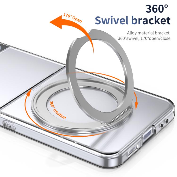 For Samsung Galaxy Z Flip3 5G Integrated Ice-feel High-transparency 360-Degree Rotating Stand MagSafe Folding Phone Case