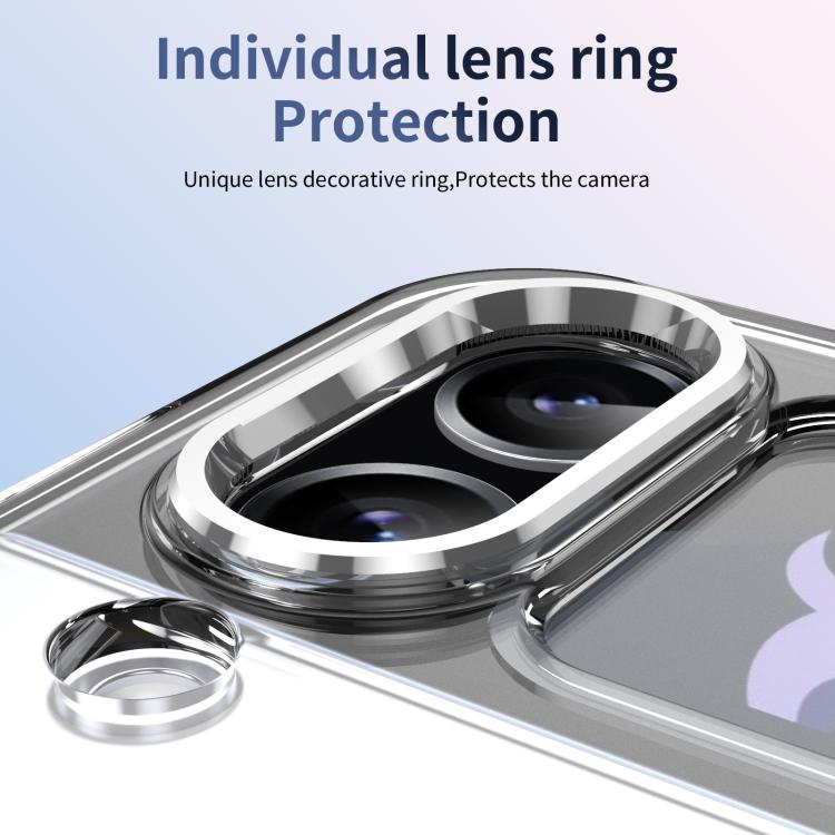 For Samsung Galaxy Z Flip3 5G Integrated Ice-feel High-transparency 360-Degree Rotating Stand MagSafe Folding Phone Case